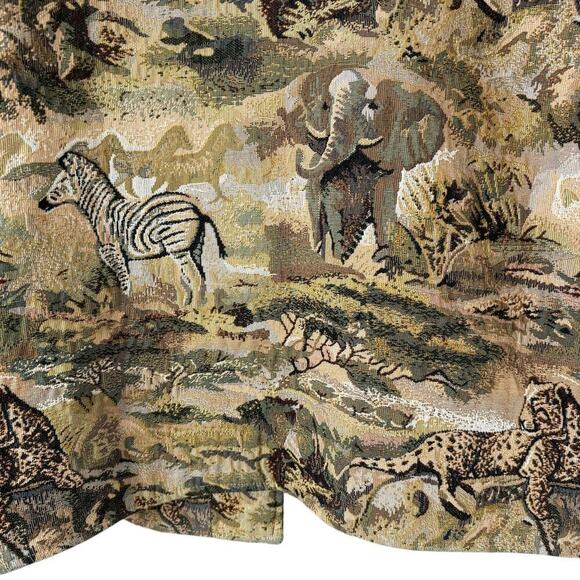 ITF Safari Tapestry Oversized Jacket 100% Cotton in Tan Embellished Buttons L/XL - Picture 11 of 14